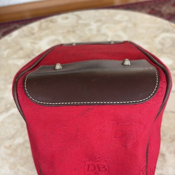 Dooney & Bourke Dual Handle Satchel Donegal Crest Red Canvas & Leather Bag - Picture 8 of 14